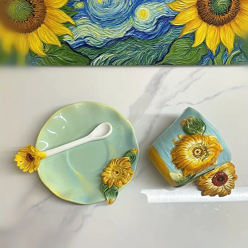 Hand-painted ceramic three-piece cup set