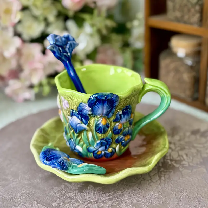 Hand-painted ceramic three-piece cup set