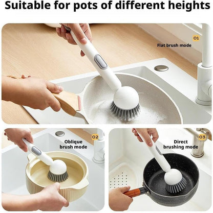 6-in-1 Dish Brush with Detergent Dispenser