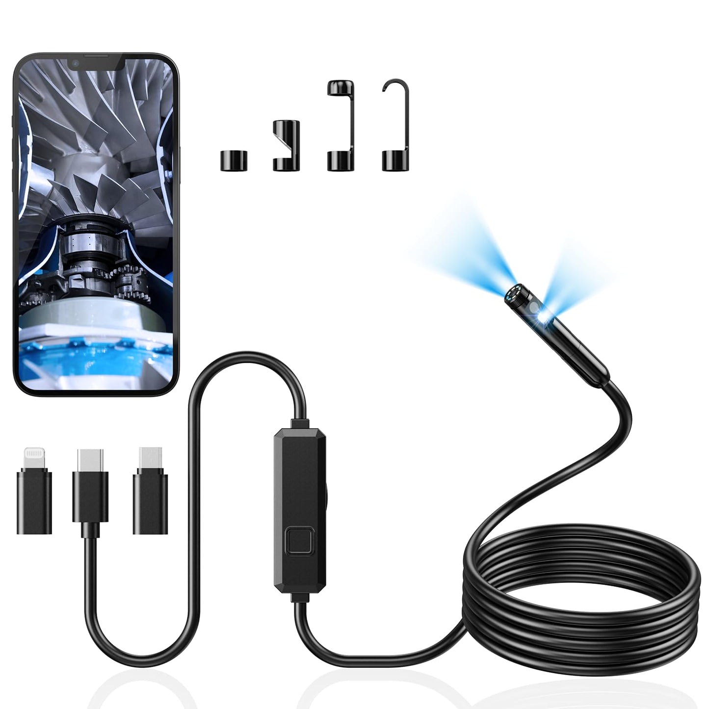 Endoscope Camera with Light-Camera for iOS & Android