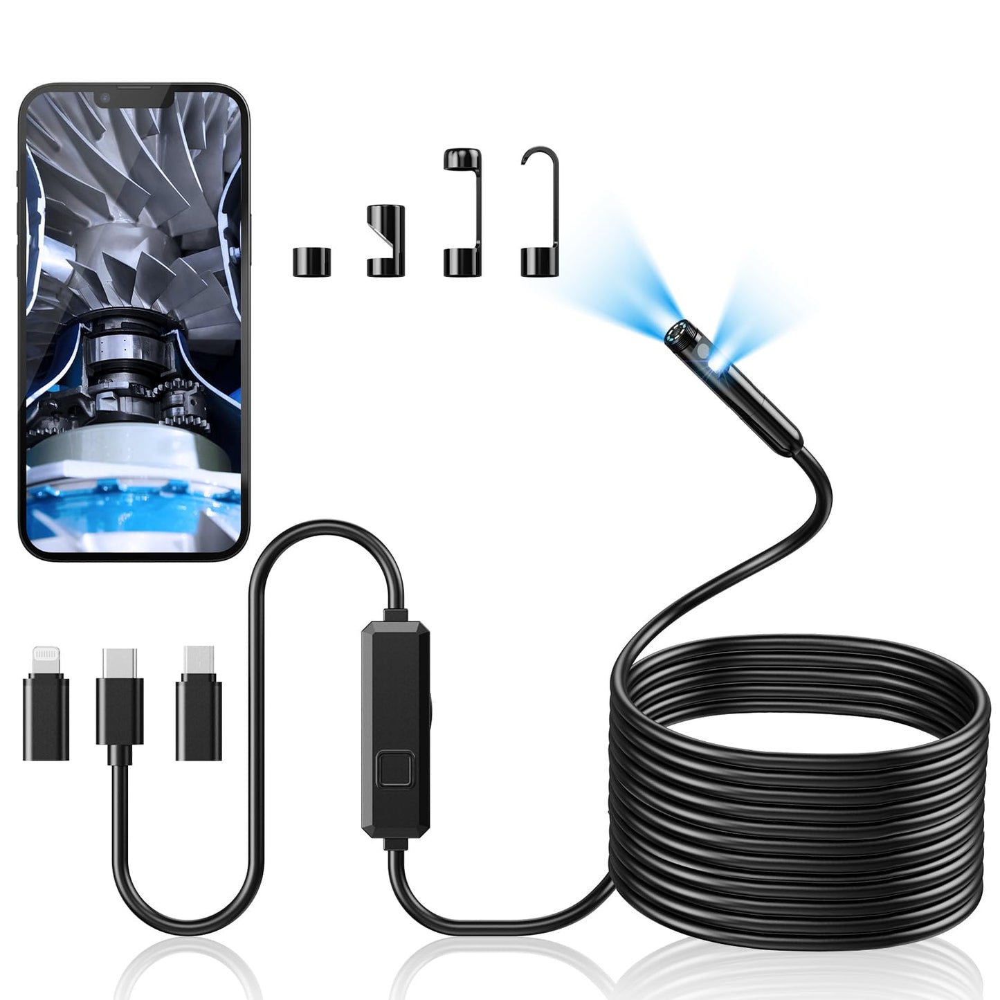 Endoscope Camera with Light-Camera for iOS & Android