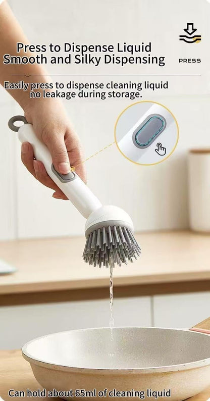 6-in-1 Dish Brush with Detergent Dispenser