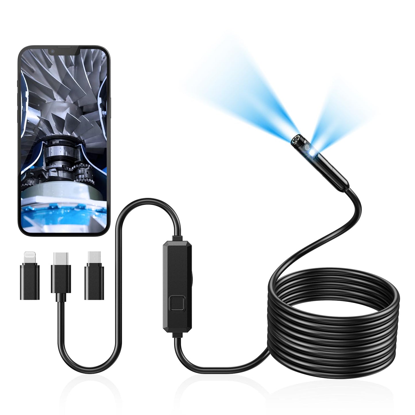 Endoscope Camera with Light-Camera for iOS & Android
