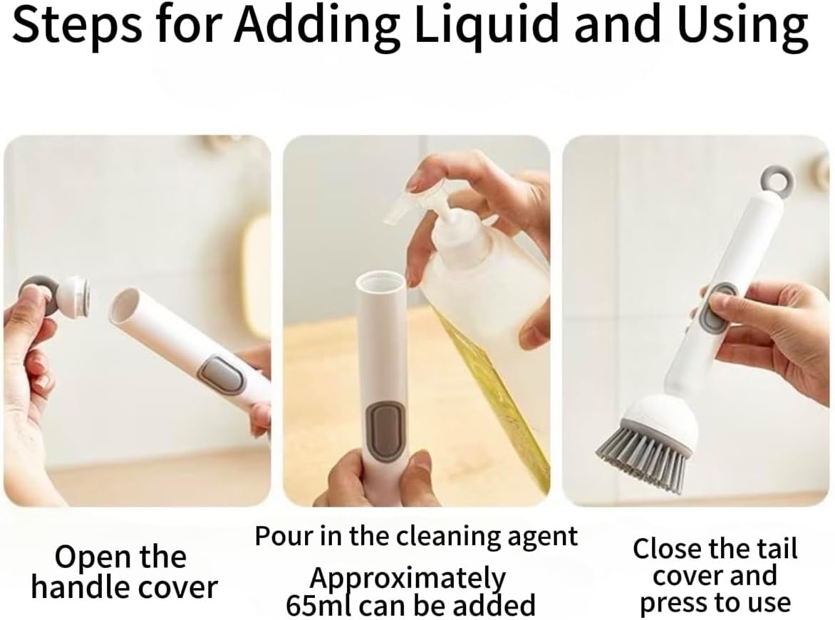 6-in-1 Dish Brush with Detergent Dispenser