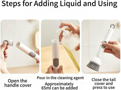 6-in-1 Dish Brush with Detergent Dispenser