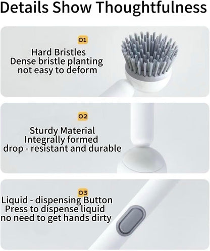 6-in-1 Dish Brush with Detergent Dispenser