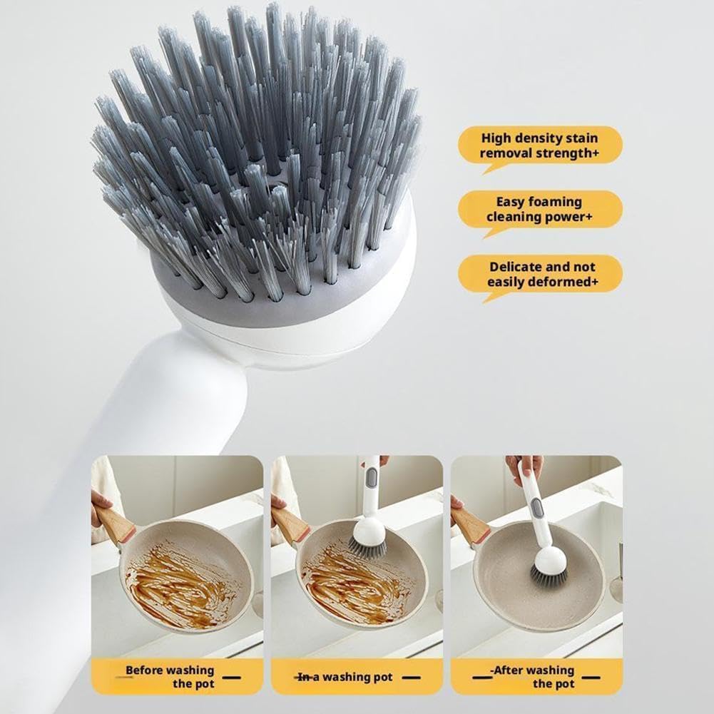 6-in-1 Dish Brush with Detergent Dispenser