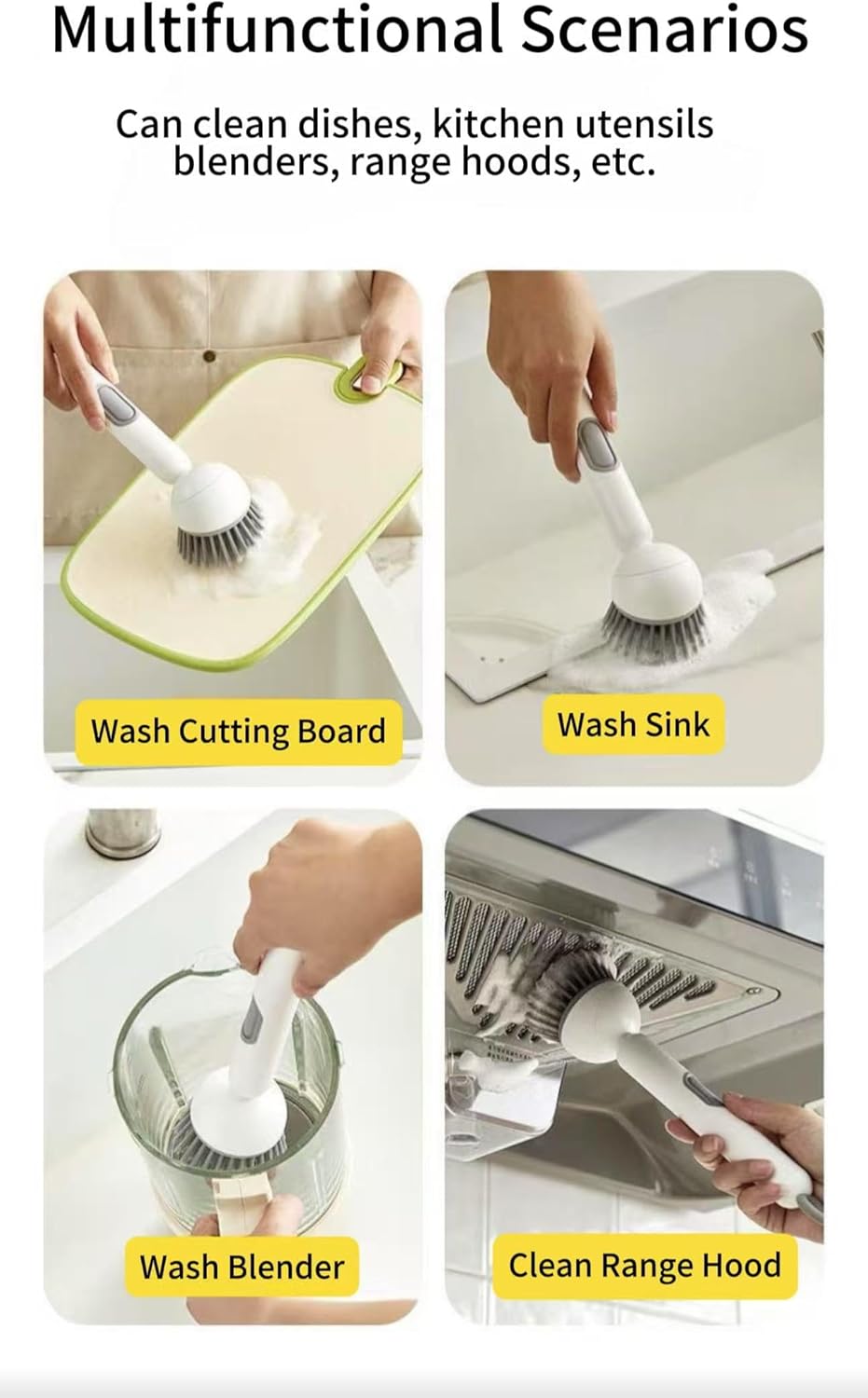 6-in-1 Dish Brush with Detergent Dispenser