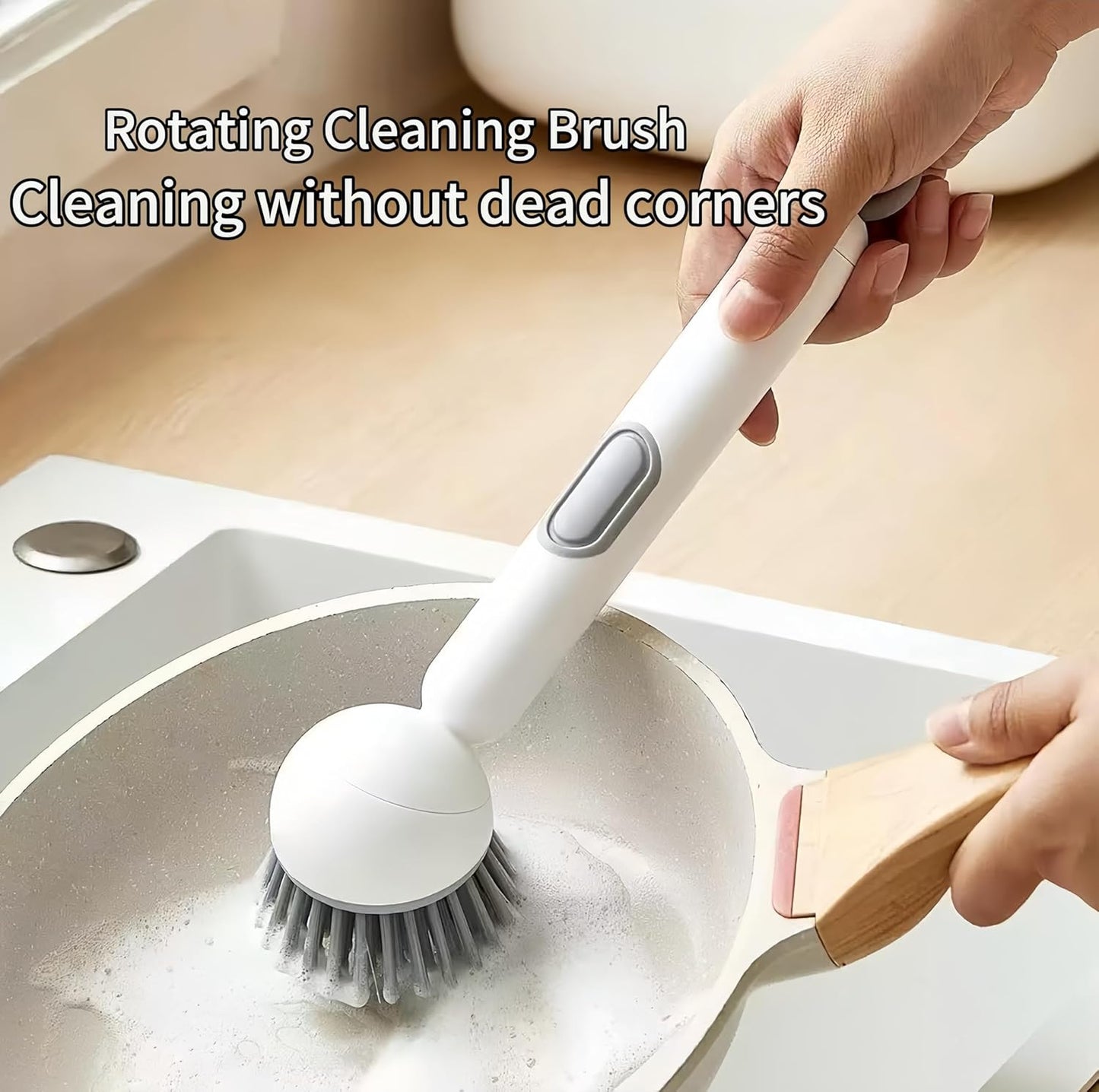6-in-1 Dish Brush with Detergent Dispenser